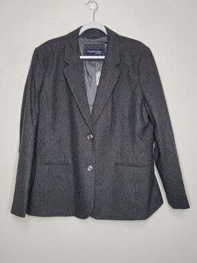 Chadwicks gray wool blend two button front blazer jacket size 18 NWT